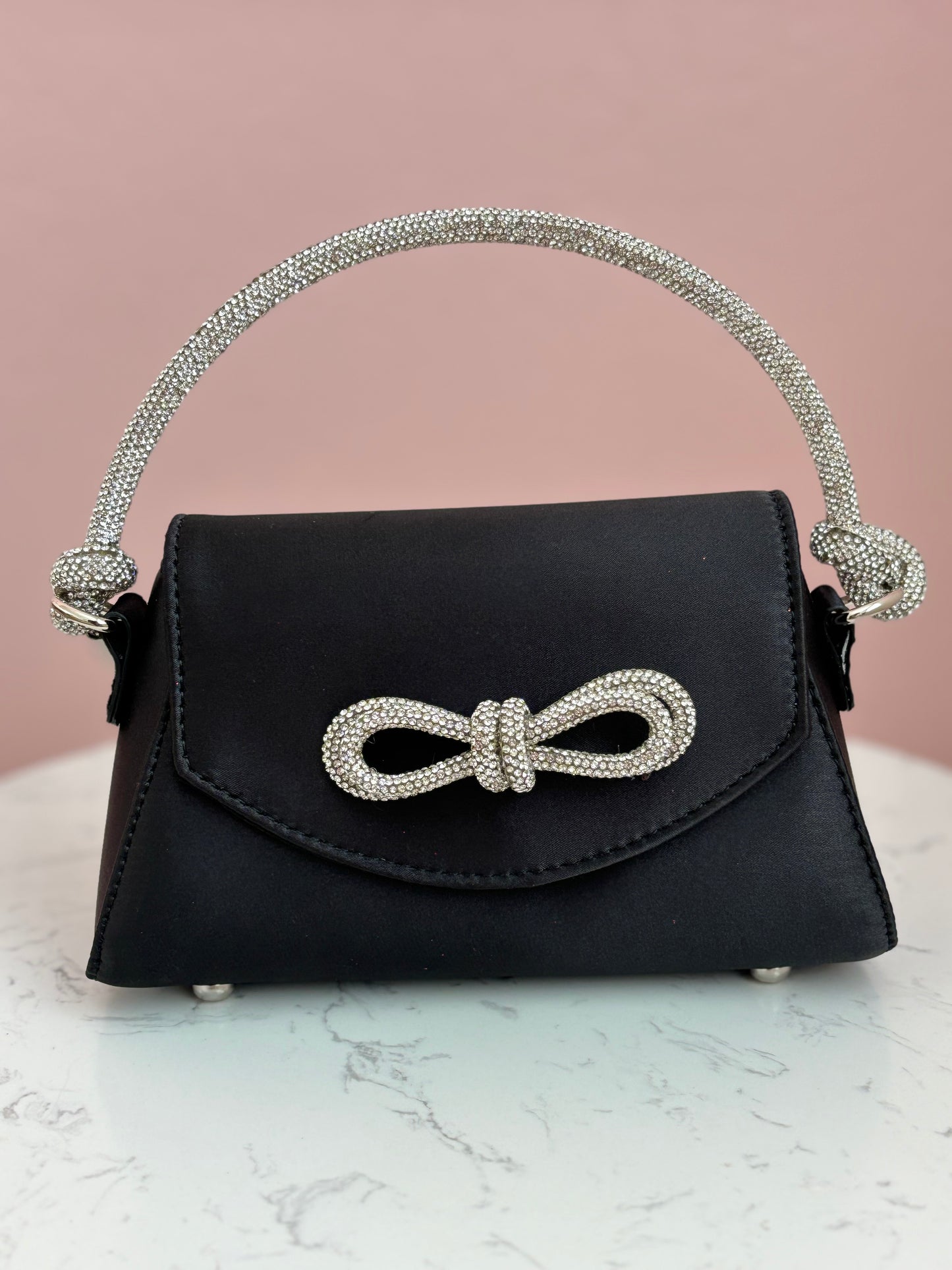 Silver Bow Black Purse