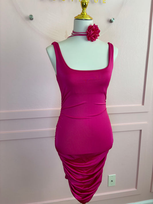 Hot Pink Scrunch Dress