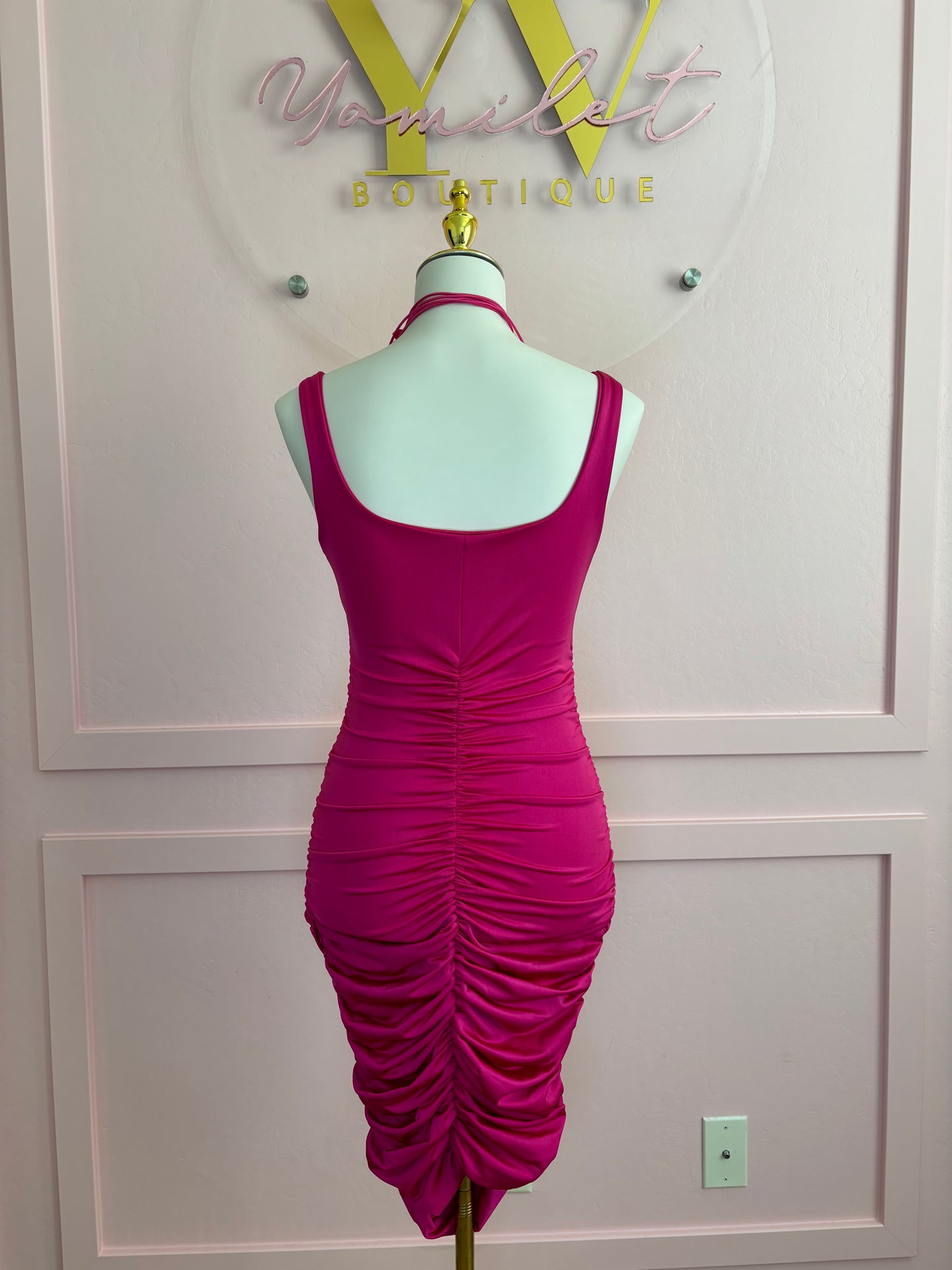 Hot Pink Scrunch Dress