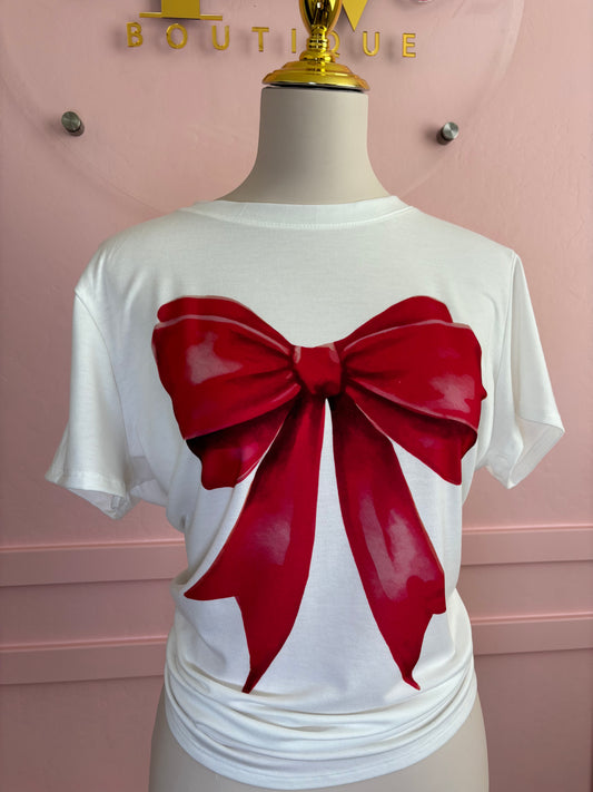 Oversized Red Bow Shirt