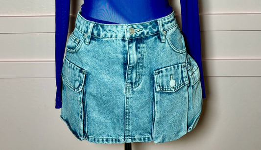 Mini skirt flap pocket Denim