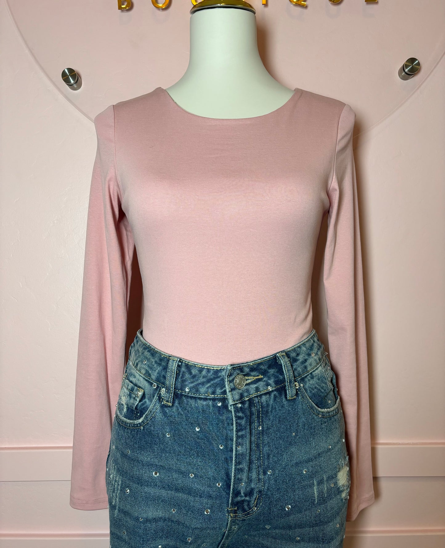 Basic Pink Bodysuit Long Sleeve